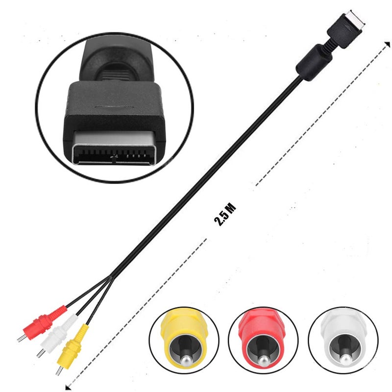 MUZHI كابل AV لجهاز PS2، سلك صوت وصورة لجهاز PS2 PS1 PS3، AV إلى RCA مركب صوت وصورة، سلك تلفاز متوافق مع بلاي ستيشن 1/2/3 (8.2 قدم) - Image 3